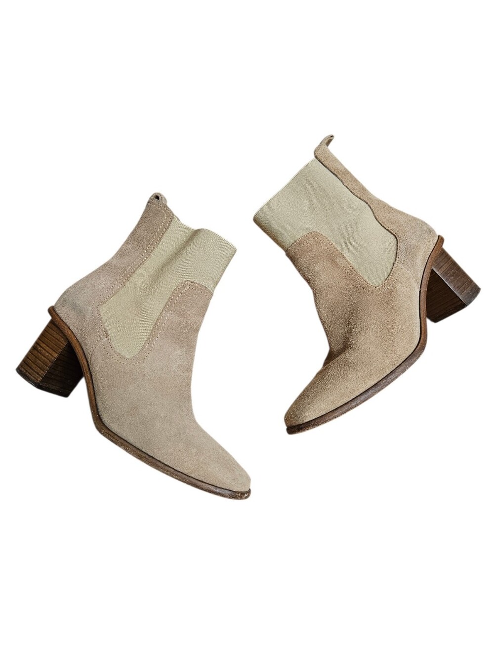 PORTLAND LEATHER Patina Taupe Vero Chelsea Boots Suede Size 8/38 Made In Mexico